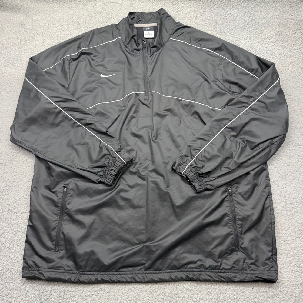 Nike 473540-012 Mens XL NFHS Black Windbreaker Pullover 1/4 Zip Jacket Piping